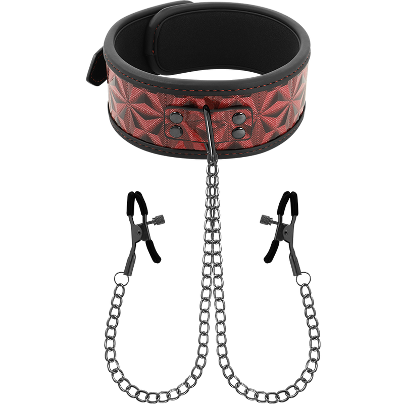 BEGME – RED EDITION COLLAR WITH NIPPLE CLAMPS WITH NEOPRENE LINING