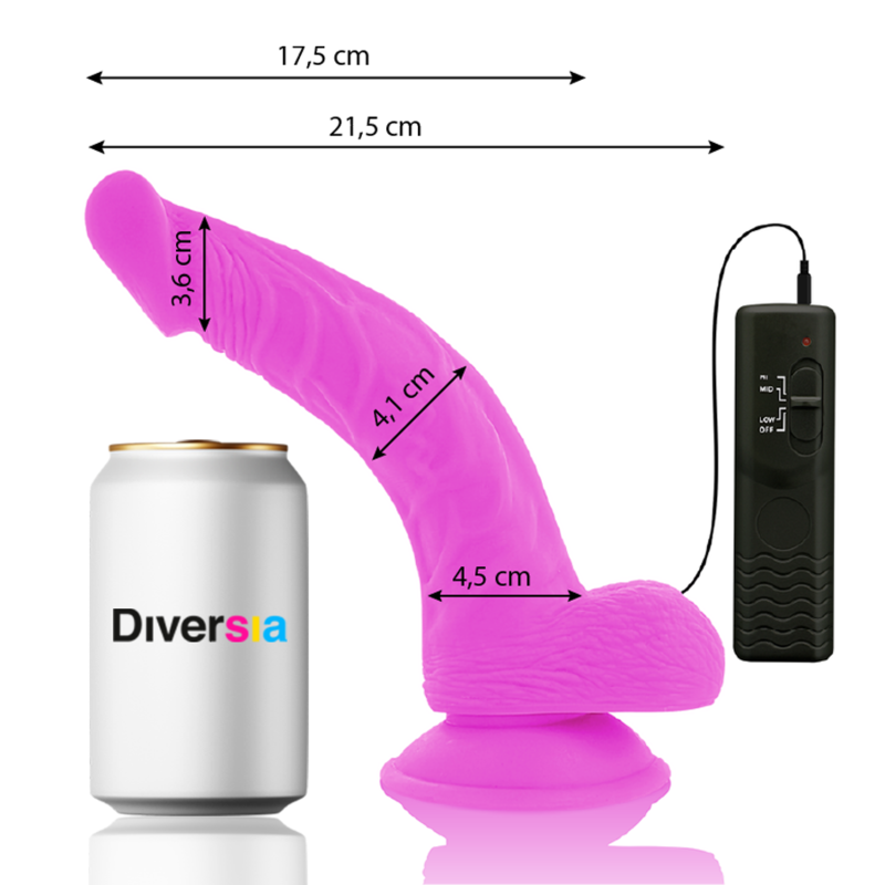 DIVERSIA - FLEXIBLE VIBRATING DILDO PURPLE 21.5 CM -O- 4.5 CM - Bild 2