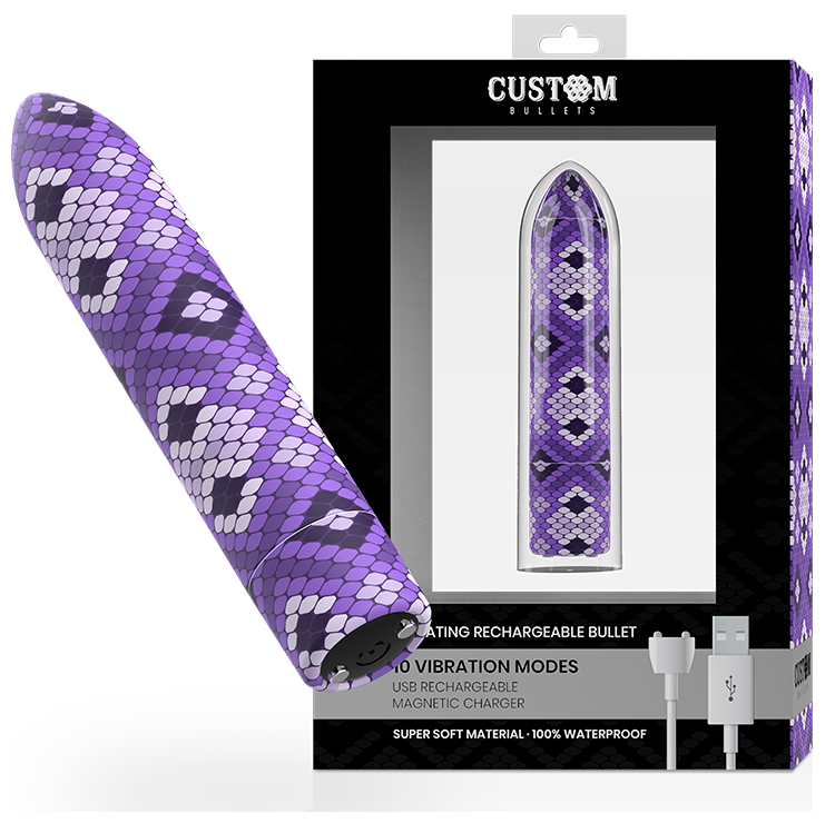 CUSTOM BULLETS - RECHARGEABLE SNAKE PURPLE MAGNETIC BULLET 10 INTENSITIES - Bild 2