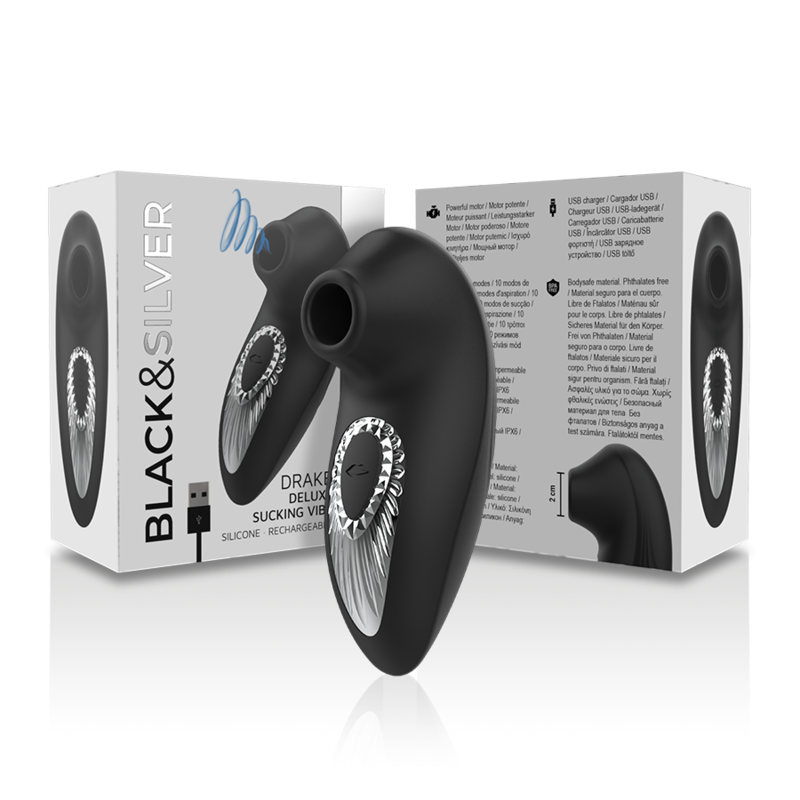 BLACKSILVER - DRAKE DELUXE SUCKING VIBE RECHARGEABLE SILICONE BLACK - Bild 5