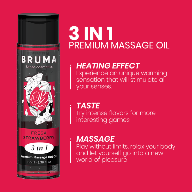 BRUMA - PREMIUM MASSAGE HOT OIL STRAWBERRY 3 IN 1 - 100 ML - Bild 4