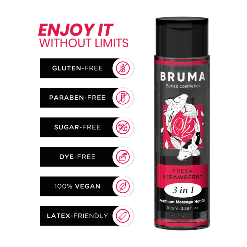 BRUMA - PREMIUM MASSAGE HOT OIL STRAWBERRY 3 IN 1 - 100 ML - Bild 3
