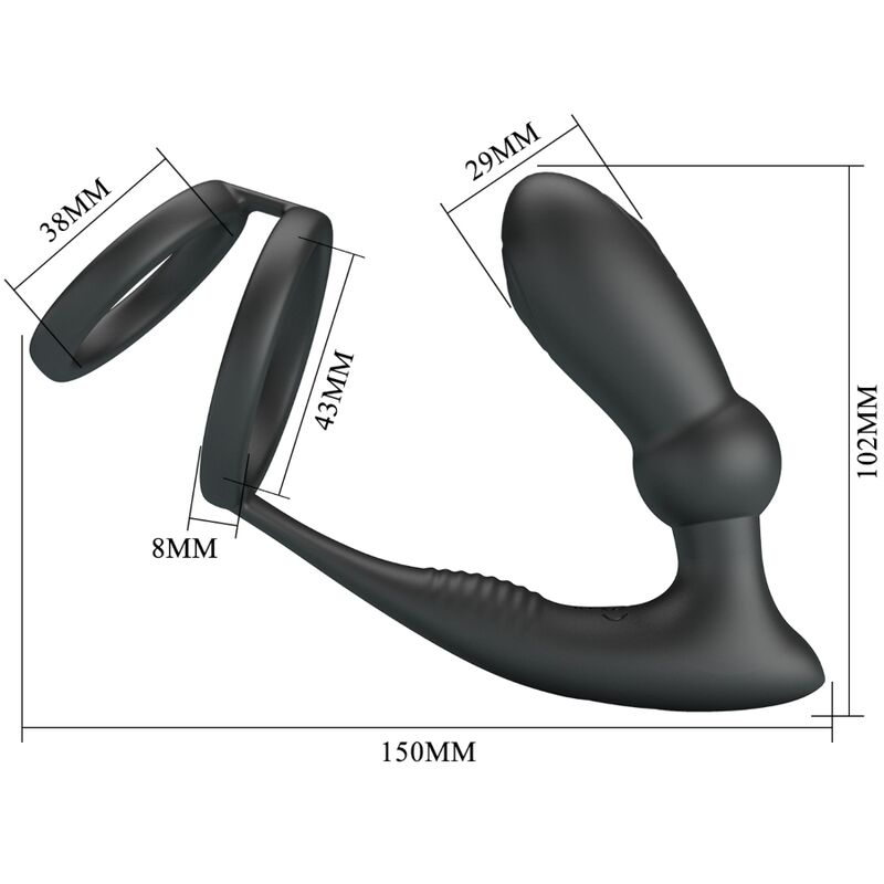 PRETTY LOVE - EMONI PENIS RING + ANAL PLUG 12 VIBRATIONS BLACK - Bild 5