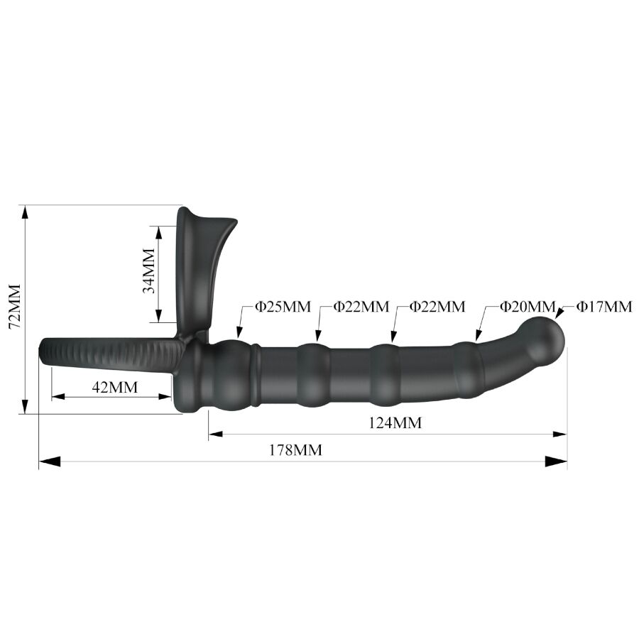 PRETTY LOVE - TATUM VIBRATING PENIS RING WITH PLUG 10 VIBRATIONS BLACK - Bild 5