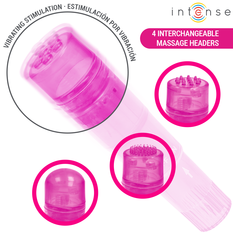 INTENSE - KURT MINI MASSAGER WITH 4 INTERCHANGEABLE HEADS PINK - Bild 3