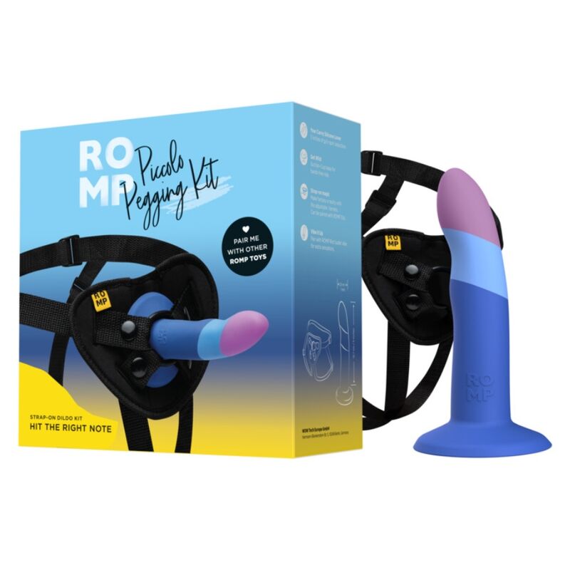 ROMP - PICCOLO HARNESS + SILICONE DILDO WITH TRICOLOR SUCTION CUP 14 CM - Bild 5