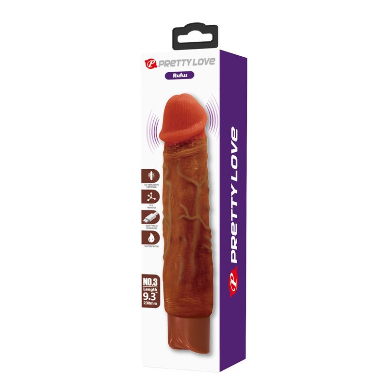 PRETTY LOVE - DUKE REALISTIC VIBRATOR 23.5 CM Ø 4.8 CM BROWN - Bild 2