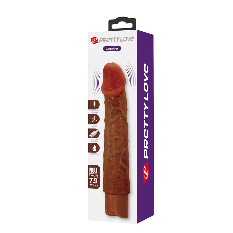 PRETTY LOVE - LEONARDO REALISTIC VIBRATOR 20 CM Ø 4 CM BROWN - Bild 3